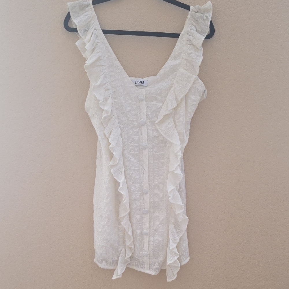 Luxe White Ruffled Mini Dress